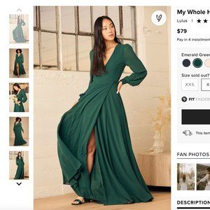 My Whole Heart Emerald Green Long Sleeve Wrap Dress